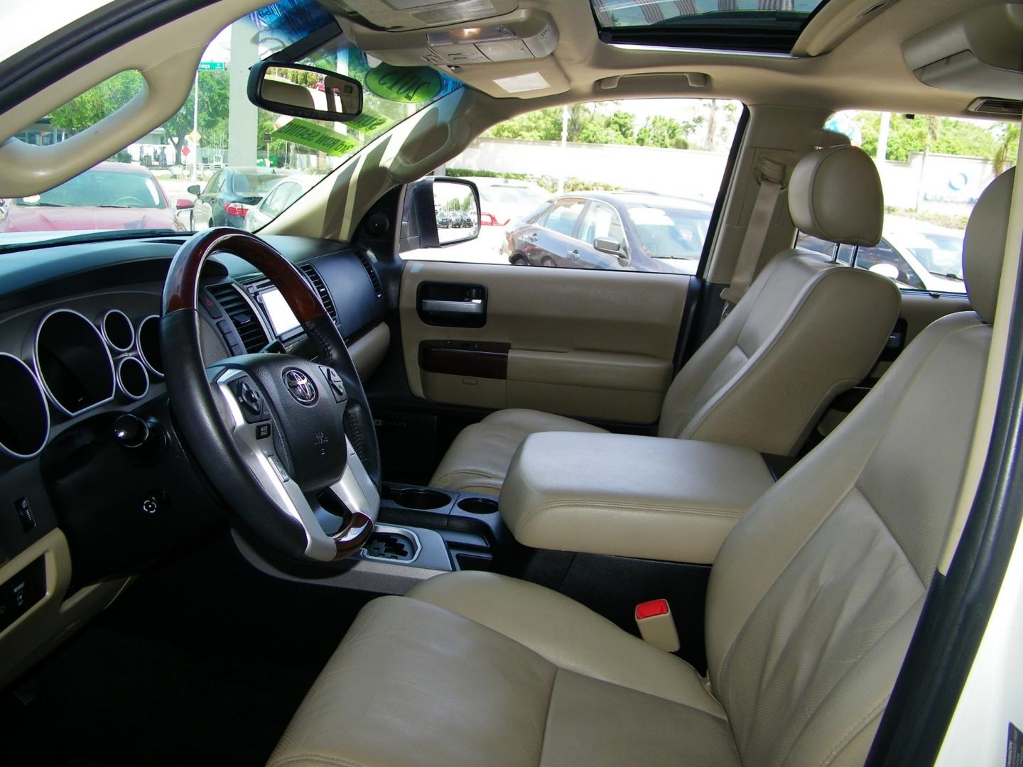 2015 White /Brown Toyota Sequoia Plantium 4WD FFV (5TDDW5G19FS) with an 5.7L V8 DOHC 32V FFV engine, 6-Speed Automatic transmission, located at 4000 Bee Ridge Road, Sarasota, FL, 34233, (941) 926-0300, 27.298664, -82.489151 - Photo#12